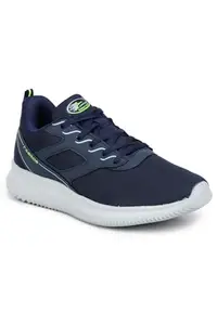 ABROS Breton-On Running Sports Shoes Breathable Upper Mesh with Eva Sole Memory Foam Insole Casual Walking & Gym Shoes for Mens (Navy/F.Green 10)