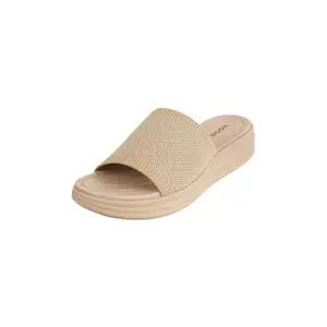 Mochi Women Beige Casual Slides With Sparkle Detail UK/8 EU/41 (41-263)