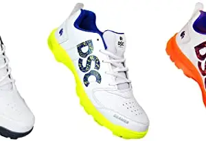 DSC Beamer Cricket Shoe for Men & Boys (Size UK: 7, 8) Grey, Yellow, Orange