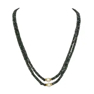 gemsindia 157.60 Ct Natural Untreated Sakota Emerald,Pearl Round Beaded Handmade Necklace