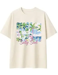 TeeSlix Oversized Cotton T-Shirt for Women Half Sleeve Graphic Summer Tee|Soft Breathable Loose Fit Casual Wear for Travel and College| Black XS