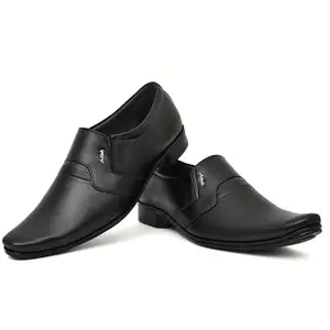 Men's Solid Faux Leather Slip on Formal Shoes (Black, 7)-PID48517