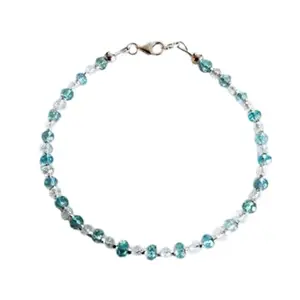RRJEWELZ Apatite & Aquamarine bracelet for men & women - 3-3.5mm Rondelle Faceted & Smooth beads - 7 Inch Adjustable with Silver plated clasp – Healing, Fashion, Gift, Spiritual, Yoga|LCBR_RR_06861