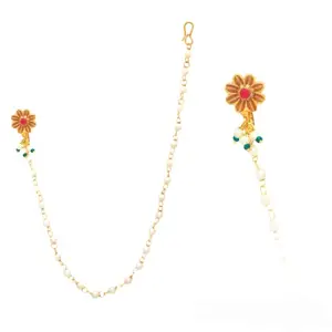 arch fashion Traditional Maharashtrian Style Premium Press Nose Pin NSP129RD