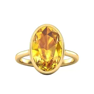 Gemstone Gallery Stylish & Fancy 5 Carat Yellow Sapphire Stone Original Certified 18kt Yellow Gold Ring Pukhraj Stone Gold Ring Pushparagam Ring For Women Kanakapushyaragam Stone Ring Yellow Saffire