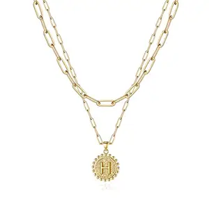 Jewels Galaxy Jewellery For Women Gold Plated Alphabetical H Layered Necklace (CT-NCK-44257-H)