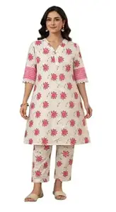 White & Pink Floral Printed Co-ord Set for Women