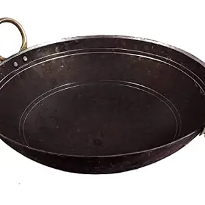 shri gaurangi Traditional Iron Matthar Deep Bottom Kadai Frying Pan for Cooking Fry Pan Heavy Base