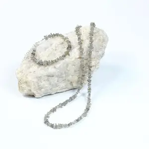 Black Rainbow Stone Uncut Necklace & Bracelet Set – Natural Crystal Jewelry for Men & Women, Healing Energy Stones, Chakra Balancing, Protection & Spiritual Growth