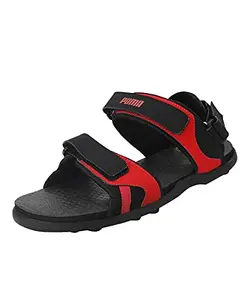 Puma Men's Hack Black-High Risk Red Sandal-6 Kids UK (38692003)