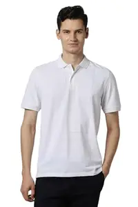 Peter England Men's Regular Fit T-Shirt (PXKPPRGH543553_White