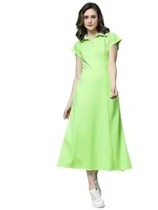 KASSUALLY Dresses for Women Shirt Collar Dress Neon