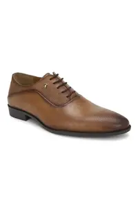 Louis Philippe Men Brown Leather Oxford Shoes