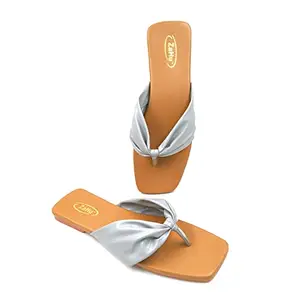 ZaHu women flats slippers stylish model fashion flat casual daily use light grey t strap sandals t-strap ladies slipper chappal flip flops slippers for women (Light Grey, numeric_5)