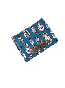Funk For Hire Unisex Printed Vegan Leather Small Pocket Card Wallet - Teal