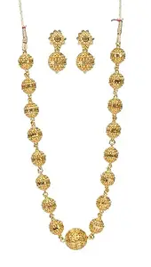 Traditional Gold Plated Necklace Set with Earrings for Womens and girls
