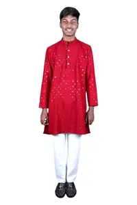 Buy Men Red Colour Function Wear Kurta
