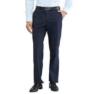 Park Avenue Men's Regular Fit Mid Rise Structure Pattern Poly Viscose Blend Flat Front Formal Trouser
