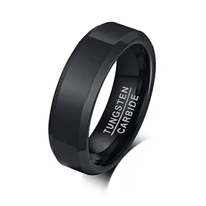 Asma Jewel House 6mm Black Tungsten Carbide Wedding Ring for Men & Boys – Durable Tungsten Steel Promise Band-US Size 9