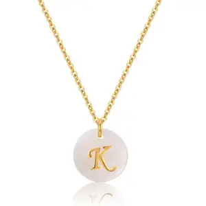 Aaishwarya Dainty White Initial Letter K Pendant Necklace | 18K Gold Plated | Anti Tarnish & Waterproof | Women and Girls