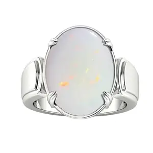 WorldwideGems White Fire Opal Ring Original Certified 5 Carat Opal Ring Beautiful Opal Gemstone Ring Fire Opal Stone Ring AAA+++ Opal Ki Anguthi Oval Shape Dudhiya Pathar Opal Rattan Ring For Everyone