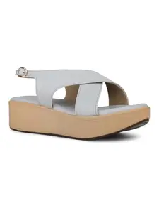 Inc.5 Womens Grey Casual Solid Round Toe Wedge Heel Sandals