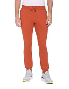 U.S. POLO ASSN. Men Rust Mid Rise Typographic Print Solid Joggers
