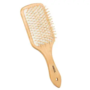 Ankita Wooden Paddle Hair Brush with Nylon Bristle & Cushion|Hair Brush with Strong and Flexible Soft Bristles|For Grooming, Straightening, Smoothing, Detangling Hair,Ideal for Men&Women (A25)
