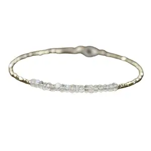 RRJEWELZ Rainbow Moonstone Rondelle Beaded Bracelet – Faceted 3mm Rainbow Stones with Silver Lock – 7 Inch Adjustable link Bracelet for Men & Women|LCBR_RR_05687