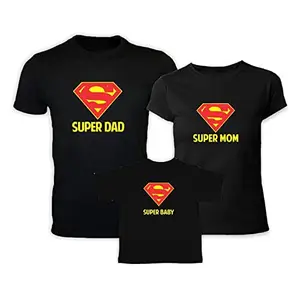 TheYaYaCafe Superhero Matching Family T-Shirts for Mom, Dad and Kid | Matching Family Clothing | Mom Dad Son Tshirt Combo | T Shirts for Family Set of 3 | Black -Men XL - Women 2XL- Kid 10-11 Years
