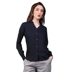 Urbano Fashion Women's Modal Viscose Full Sleeve Regular Fit Casual Solid Shirt with Mandarin Collar