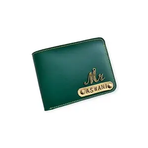 NAVYA ROYAL ART Customized Wallet for Men | Personalized Wallet with Name Printed Leather Name Wallet for Men | Customised Gifts for Men |Personalised Mens Purse with Name & Charm - Green