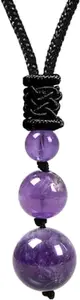 MADHAV CRYSTAL Natural Amethyst Crystal Necklaces for Men And Women Round Necklace for Protection, Crystals Healing Chakra Healing