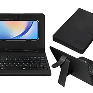 Acm Keyboard Case Compatible with Samsung Galaxy A34 Mobile Flip Cover Stand Direct Plug & Play Device for Study & Gaming Black