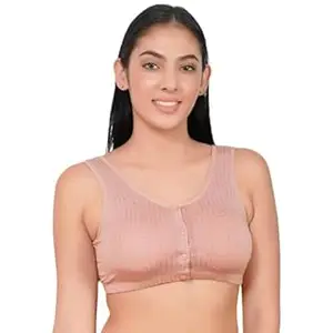 PSMN collection Women's Front Open Premium Cotton Bra | Button Closure Wirefree Padded Stylish Bra | Soft Breathable Everyday Comfort for Daily Use