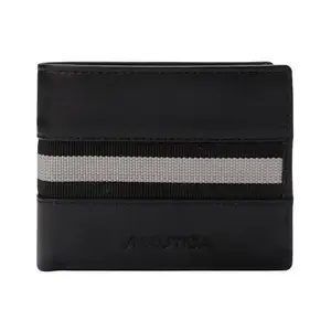 Nautica Bi Fold Slim & Light Weight Genuine Leather Men's Stylish Casual Wallet Purse with 3 Card Holder Compartment & Coin Pocket | Multi Compartment with Overflap, Black