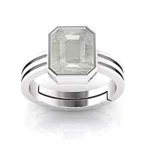 SIDHARTH GEMS Sidharth Gems 10.25 Ratti 9.00 Carat AA++ Quality Certified Adjaistaible Silver Plated Ring Unheated Untreated Natural White Sapphire Pukhraj Loose Gemstone by Lab Certified