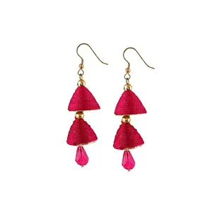 Shashwani's Women's Thread Hook Dangler Hanging Jhumki Earrings-Pink-PID27107