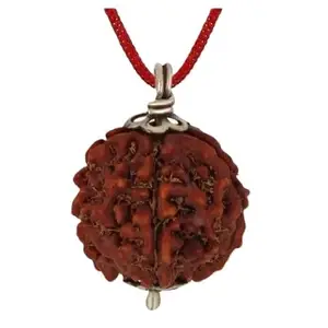 5 Mukhi Rudraksha Bead Pendant, Natural Panchmukhi, Spiritual Meditation Necklace, Red