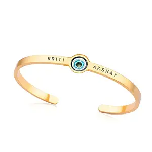 ETCHCRAFTEMPORIUM Personalised Evil Eye Bracelet | 22 Carat Glossy Gold Plating | Adjustable in Size | Evil Eye Bracelet For Women & Girls | Fashion With Charm