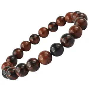 MAHAKAL AGATE EXPORT Mahogany Natural Gemstone Bracelet – Pure Certified 8mm Adjustable Healing Bracelet for Men & Women (Pack of 1)
