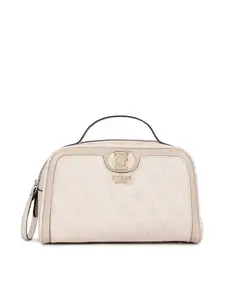 Guess Sand Logo Monogram Orlina Double Zip Cosmetic