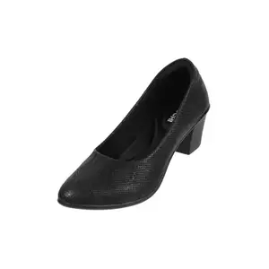 Mochi Women Black Synthetic Leather Block Heel Pump/Formal Shoes UK/4 EU/37 (31-342)