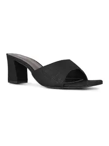 Inc.5 Womens Black Party Wear Solid Square Toe Heels