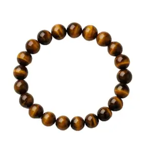 Natural Tiger Eye Stone Bracelet – Chakra Balancing, Confidence & Grounding Energy – Handmade Stretch Bracelet for Men & Women