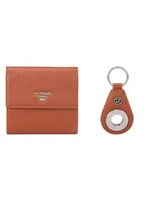 Da Milano Genuine Leather Orange Women Wallet & Keychain (0025-9)