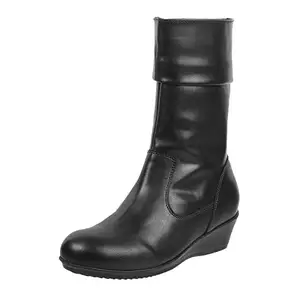 Metro Women Black Leather Mid Calf Boot UK/5 EU/38 (31-70)