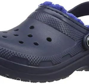 Crocs - 203506-4EU Kids Unisex Classic Lined Navy and Cerulean Blue Clogs and Mules - C11, 11 UK Kids