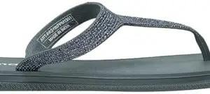 Max Women Glittered T-strap Flat Sandals, GREY, 36