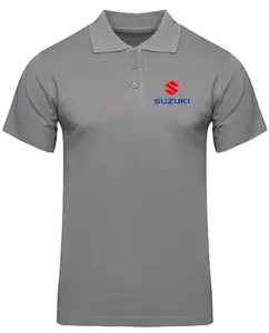 American Apple Suzuki Logo Printed Polo/Collar Half Sleeve T-Shirt for Suzuki Staff Employee Promotion T Shirt for Men and Women Grey